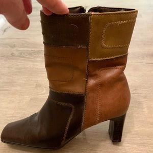 Brown patchwork boots size 7.5